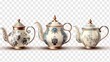 Teapot, cups, antique porcelain set, Chinese style, white, ceramic, coffee, tea, drink, breakfast, traditional, brown, kitchen, hot, clay, saucers, plates, glasses, pottery