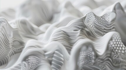 White 3D abstract mesh background with geometric pattern.