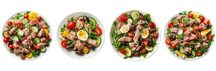 Wall Mural - set of a Tuna Niçoise Salad sing on a transparent background 