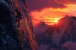 © MuziStock - A climber at sunset in the mountains, AI Generated