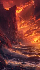 Wall Mural - sunset over the ocean
