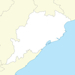  Location map of Odisha is a state of India