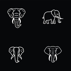 Sticker - collection of elephant templates, logo design inspiration with black background ideas.