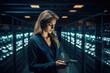 © ADDICTIVE STOCK CORE - Female technician working in a data center Generative AI image