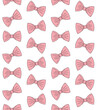 Vector seamless pattern of hand drawn doodle sketch pink bow tie isolated on white background
