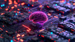 3D rendering of a human brain on a microcircuit.
