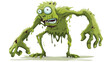 Scary little green zombie monster in rags Halloween 