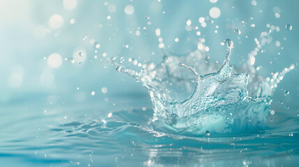 Poster - Water splashes with copy space blue background : Generative AI