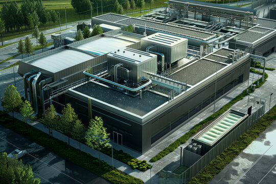 Aerial view of a data center for AI computing
