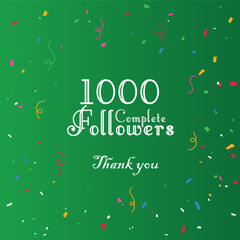 1000 followers Greeting social card thank you followers. Congratulations follower design 2024