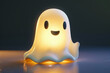 An isolated cute little ghost glowing in the dark