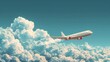 Commercial airplane in flight above the clouds with clear blue sky. Aviation and travel concept