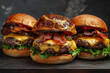 Cheese burger on wooden background