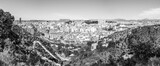 Fototapeta Krajobraz - Alicante city skyline; panoramic aerial view of Alicante, Valencia area, Spain in black and white