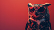 owl wearing sunglasses on a solid color background vector, generative Ai