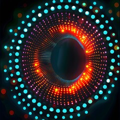 Canvas Print - glowing Led lights in a circle shape on a dark background