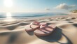 3D Image of Pastel Pink Flip-Flops