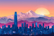 Santiago, Chile. Flat vector skyline illustration of Chile's capital city.