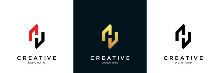 Modern creative line art letter H logo.