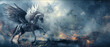 Mythical Fantasy Winged Horse message banner - The Horse Warrior, protector, guardian against evil you might see in your dreams when you need help and support in this harsh world
