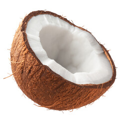 Wall Mural - half of a coconut isolated on a transparent background.