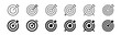 © mmeam - Target with arrow icon set. Line and glyph aim dart board. Target with arrow