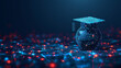 © Emiliia - Digital Graduation Cap on a Futuristic Blue Circuit Board Network