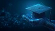 © Emiliia - Digital Graduation Cap Illuminated by Network Connections Representing Online Education