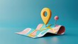 Location folded paper map, search bar and pin isolated. GPS and Navigation Symbol. Element for Map, Social Media, Mobile Apps.  , Generative ai, 