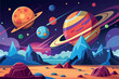 © Shapla - Space Landscape cartoon vector Illustration flat style artwork concept