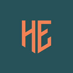 Wall Mural - HE. Monogram of Two letters H and E. Luxury, simple, minimal and elegant HE logo design. Vector illustration template.
