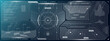VR HUD futuristic control panel. Technology head up display target and command center UI screen. GUI digital virtual interface cyberspace hi tech visor template. FUI Sci Fi starship cockpit dashboard