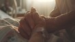 Compassionate Nurse's Gentle Touch: Comforting an Elderly Patient in Softer Hospital Atmosphere