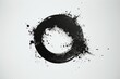 Black ink blot circle on white background 