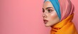 Colorful hijab photoshoot  modern modest style for trendy arab women in wide banner