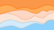 Paper cut style sea wave pattern background. flat illustration background design
