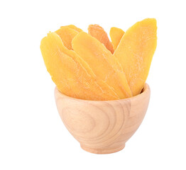 Poster - Dry mango in bowl wooden isolated on transoarent png