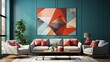A Stylish Living Room With Modern Furniture And Abstract Painting