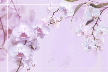 A beautiful painting of white orchids on a purple background.