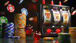Casino slot machine, on black background