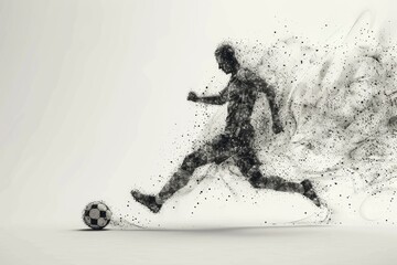 Canvas Print - A man is kicking a soccer ball in the air
