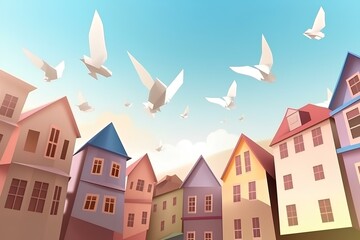 Wall Mural - houses in the city made by midjourney