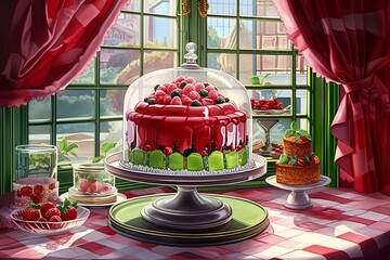 Wall Mural - cake with roses made by midjourney