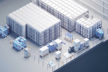 Wall Mural - 3d model of a factory made by midjourney