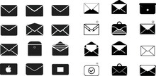 Email Inbox Messages, Office Mailbox And Sending Emails Silhouettes Vector