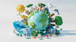 © Mamer - 3D render illustration in a cartoon style, celebrating Earth Day