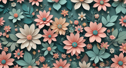 Wall Mural - seamless floral background