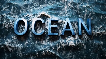 Wall Mural - the word ocean is surrounded by water and waves