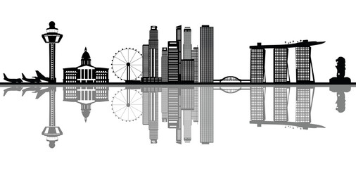 Wall Mural - singapore city skyline png file on transparent background