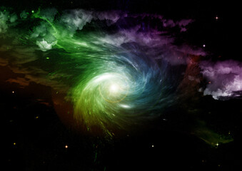 Wall Mural - galaxy in a free space. 3d rendering